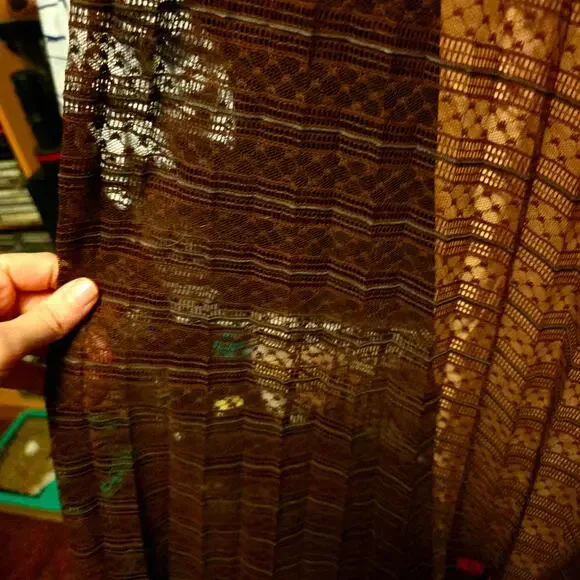 Vintage 1970's brown lace tie shoulder maxi dress size 8 - Picture 3 of 6